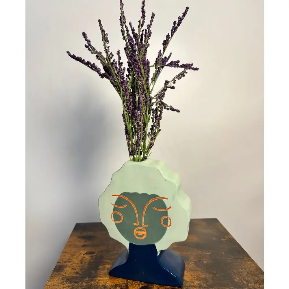 Blue Terracota Face Vase Opal House